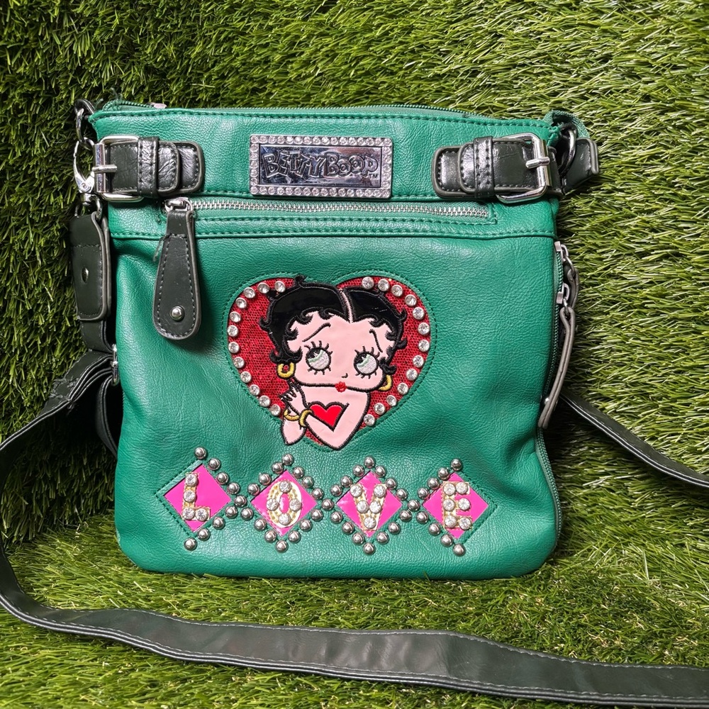 Betty Boop Green and Pink Crossbody Bag